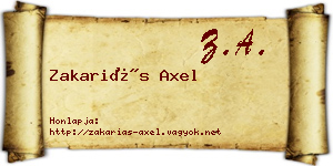Zakariás Axel névjegykártya